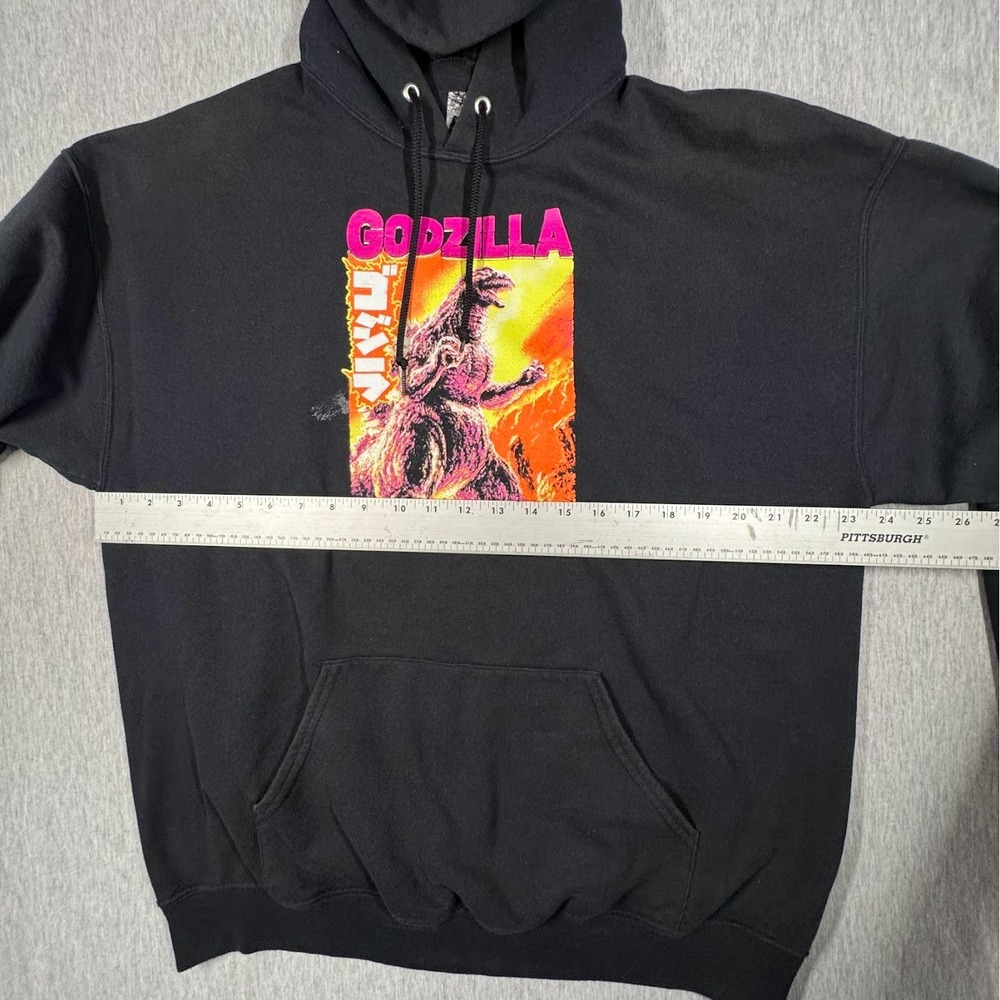Godzilla Hoodie XL Black Neon Graphic Sleeve Print Official Toho Licensed - Picture 4 of 8